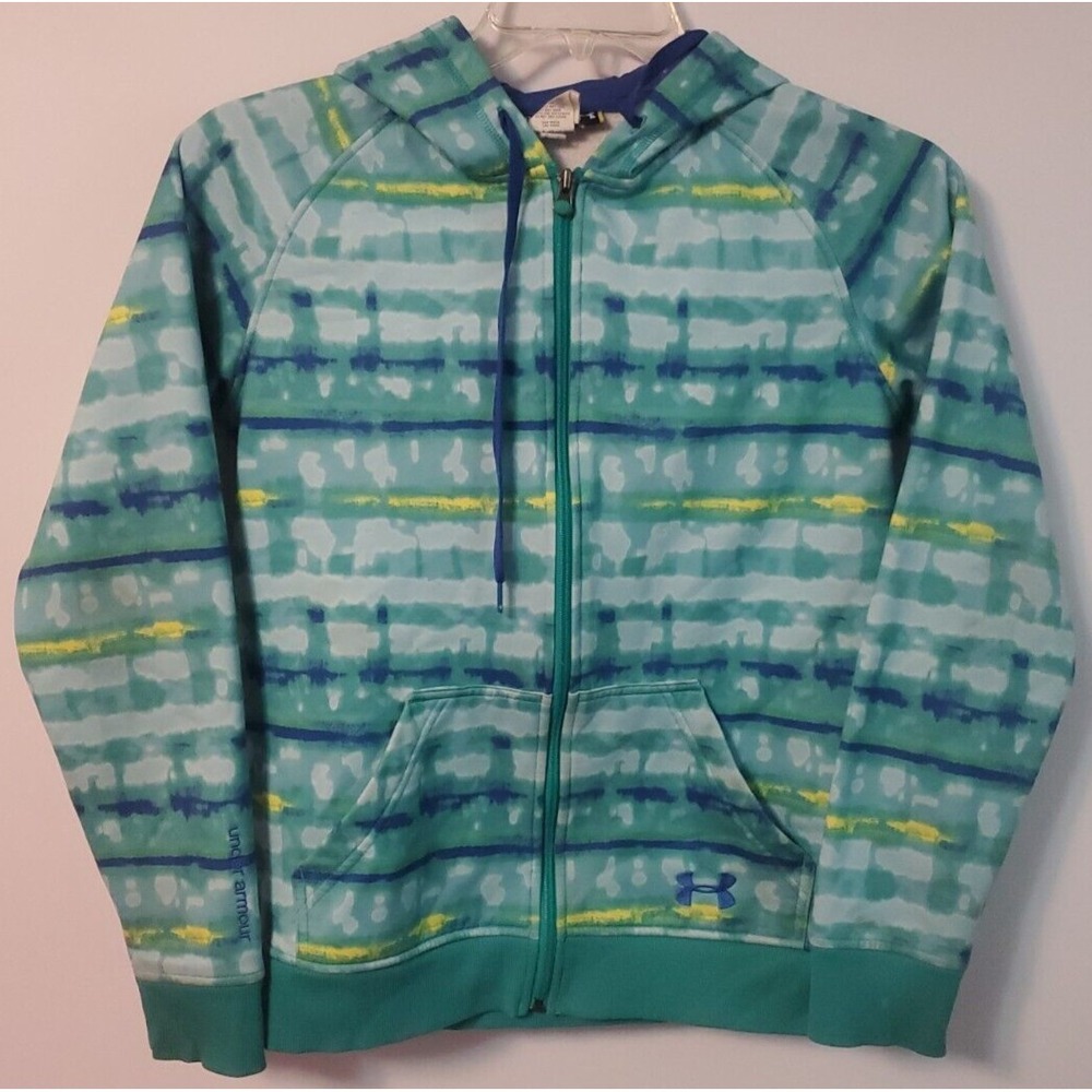 Under Armor Semi Fitted Full‎ Zip Jacket / Hoodie Blue Green Small